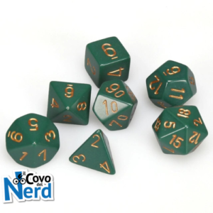 Set 7 Dadi Opaque Dusty Green w/Gold