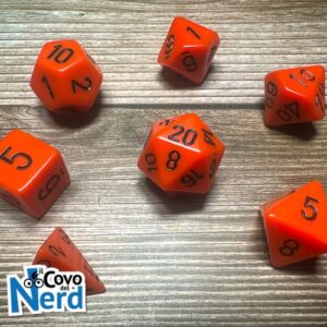 Set 7 Dadi Opaque Orange w/Black - Chessex 25403