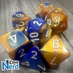 Set 7 Dadi Gemini Blue-Gold w/White - Chessex 26422