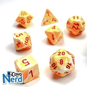 Set 7 Dadi Festive Sunburst/red - Chessex 27453