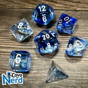 Set 7 Dadi Nebula Dark Blue/white - Chessex 27466