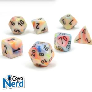 Set 7 Mini Dadi Festive Circus/black - Chessex 20442