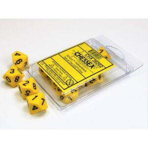 Set 10 D10 Opaque Yellow/black - Chessex 26202