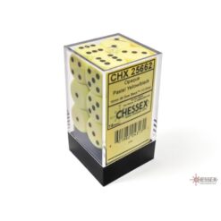 Set 12 D6 Opaque Pastel Yellow/black - Chessex 25662