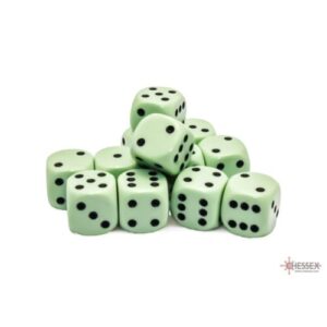 Set 12 D6 Opaque Pastel Green/black - Chessex 25665