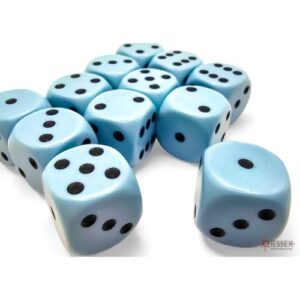 Set 12 D6 Opaque Pastel Blue/black - Chessex 25666