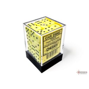 Set 36 D6 Opaque Pastel Yellow/black - Chessex 25862