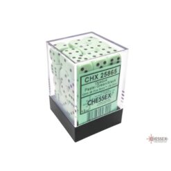 Set 36 D6 Opaque Pastel Green/black - Chessex 25865
