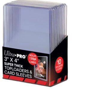 10 Topoladers 3" X 4" - SUPER THICK 130PT + Card Sleeves