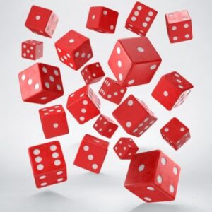 Full Pack of D6s: Red&White - Q-Workshop