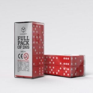 Full Pack of D6s: Red&White - Q-Workshop