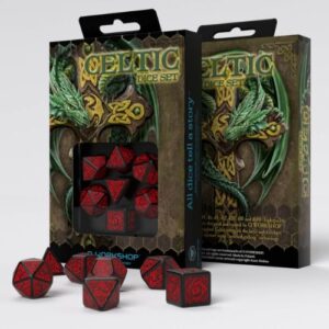 Celtic 3D Revised Black & Red Dice Set - Q-Workshop