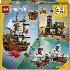 LEGO Creator 3in1 31387 Iconica Nave da Pirata, Giocattolo Trasformabile in Castello o in 2 Barche Gemelle, Regalo Bambini 9+ - immagine 6