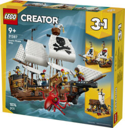 LEGO Creator 3in1 31387 Iconica Nave da Pirata, Giocattolo Trasformabile in Castello o in 2 Barche Gemelle, Regalo Bambini 9+ - immagine 8