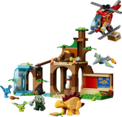 Alternative view of LEGO Jurassic World 77981 Salvataggio di Velociraptor, Stegosauro e Pteranodonte, Giocattolo 4+ con Elicottero e 2 Minifigure